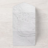 Wit en Zilver Kant en Parels op Satijn All In One Uitnodiging (Buitenkant)