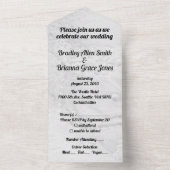 Wit en Zilver Kant en Parels op Satijn All In One Uitnodiging (Binnen)