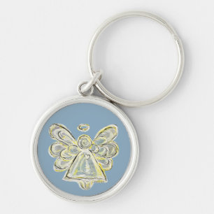 Wit en Zilver Licht Guardian Angel Art Sleutelhang Sleutelhanger