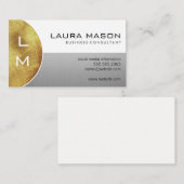 Wit en Zilver met Monogram Visitekaartje (Voorkant / Achterkant)