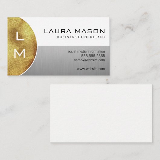 Wit en Zilver met Monogram Visitekaartje (Voorkant / Achterkant)