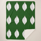 Wit en Zilver Ornament Groene Sherpa Deken (Voorkant)