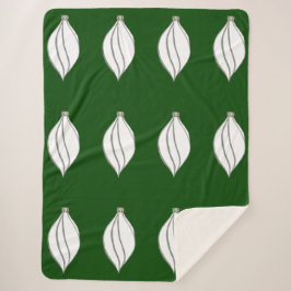 Wit en Zilver Ornament Groene Sherpa Deken