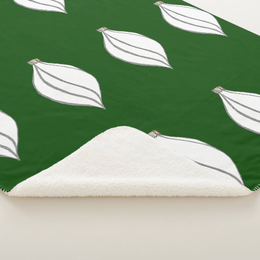 Wit en Zilver Ornament Groene Sherpa Deken (3/4)