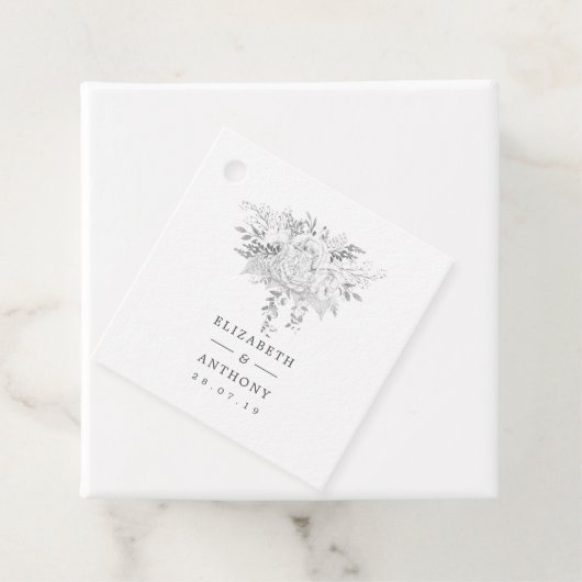 Wit en Zilver Roos Bruiloft Bedankjes Labels (In situ)