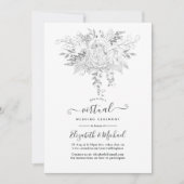 Wit en Zilver  Rozen Virtuele bruiloft Kaart (Voorkant)