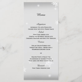 Wit en Zilver Sneeuwvlok Bruiloft Menu