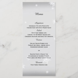Wit en Zilver Sneeuwvlok Bruiloft Menu