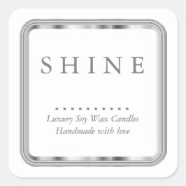 Wit en zilver vierkante sticker