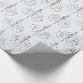 Wit en Zilveren Folie Damask Cadeaupapier (Hoek)