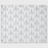 Wit en Zilveren Folie Damask Cadeaupapier (Vlak)