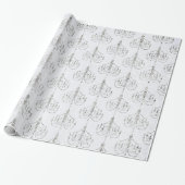 Wit en Zilveren Folie Damask Cadeaupapier (Uitgerold)