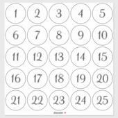 Wit en zwart 1 - 25 genummerde cirkels sticker (Vel)
