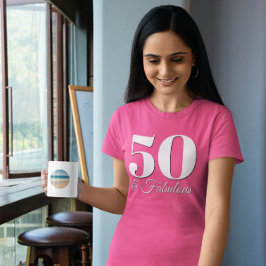 Wit en Zwart 50 & Fabulous Roze T-shirt