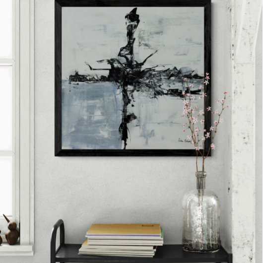 Wit en zwart Abstract kunstwerk Foto Afdruk