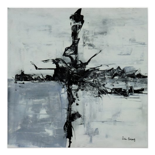 Wit en zwart Abstract kunstwerk Perfect Poster (Voorkant)