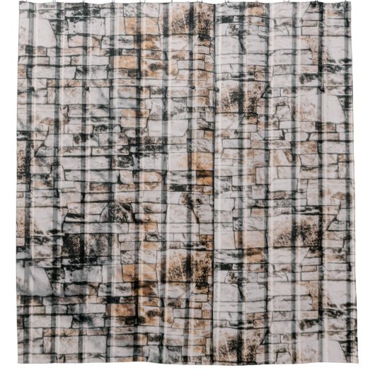 Wit en zwart abstract schilderij douchegordijn (Voorkant)