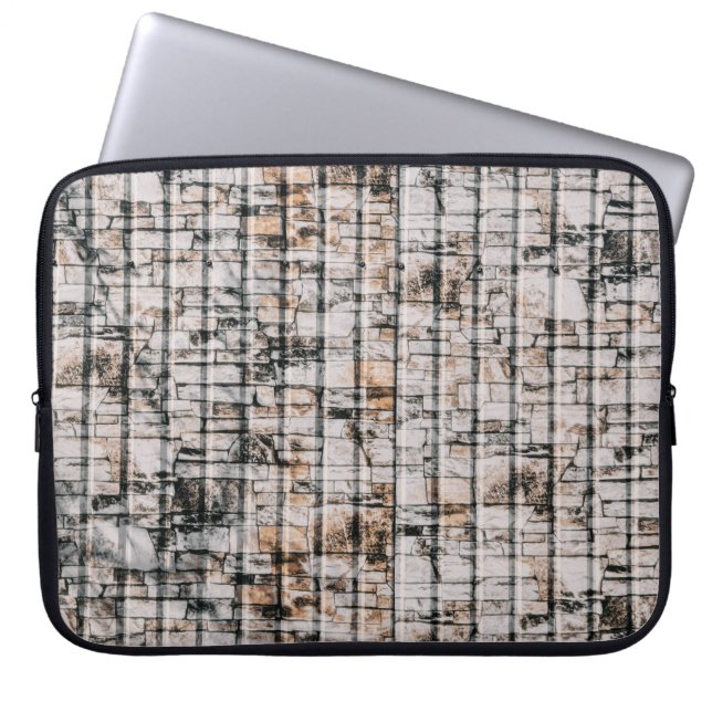 Wit en zwart abstract schilderij laptop sleeve (Voorkant)