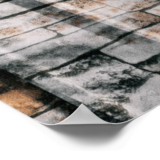 Wit en zwart abstract schilderij poster (Hoek)