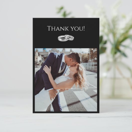 Wit en zwart Affair-bruiloft- Bedankkaart (Staand voorkant)