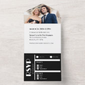 Wit en Zwart Affair-Trouwringen-Foto- All In One Uitnodiging (Binnen)