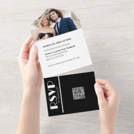 Wit en Zwart Affair-Trouwringen-Foto All In One Uitnodiging