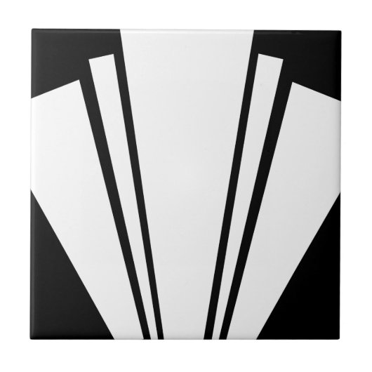 Wit en zwart art deco design tegeltje (Voorkant)