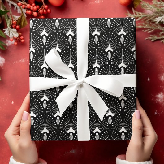 Wit en zwart art-decopatroon cadeaupapier
