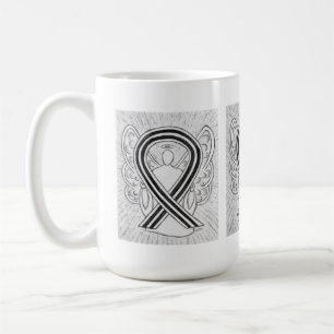 Wit en zwart bewustzijn Ribbon Angel Art Mok