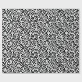 Wit en zwart blad kruiden patroon cadeaupapier (Vlak)