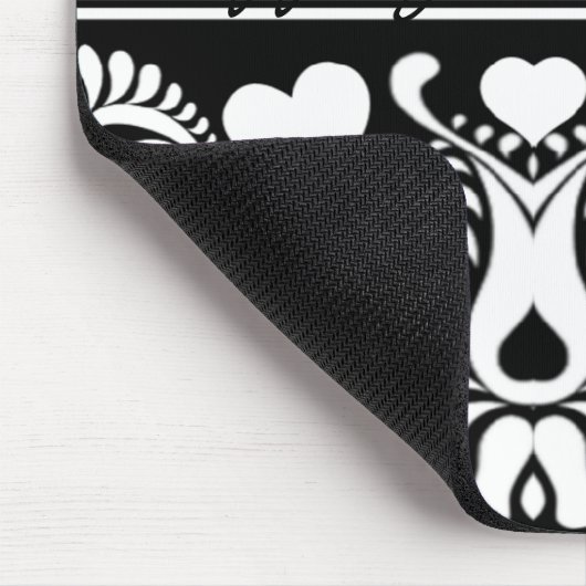 Wit en Zwart Bloemen Bruiloft MousePad Muismat (Hoek)