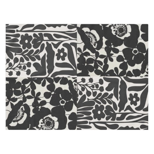 Wit en zwart bloemig tafelkleed (Voorkant (Horizontaal))
