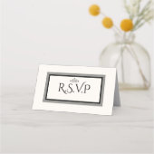 Wit en zwart bruiloft r.s.v.p kaart plaatskaartje (Voorkant)