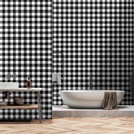 Wit en zwart buffelplaid behang