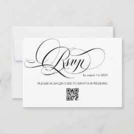 Wit en Zwart Calligrafie Bruiloft RSVP Kaartje
