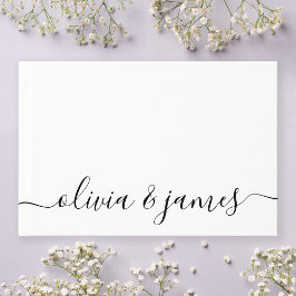 Wit en Zwart Calligrafiescript Weddenschap Gastenboek