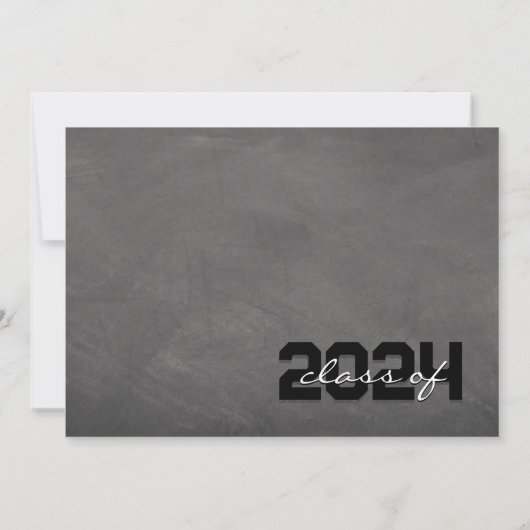 Wit en Zwart Chalkboard Afstuderen Invitation Kaart (Achterkant)