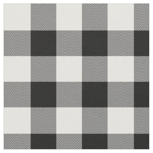 Wit en zwart Chevron Buffalo Plaid Stof (Close Up)