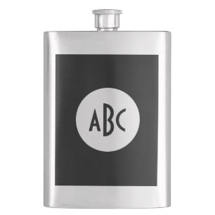 Wit en Zwart Cirkel Monogram Heupfles