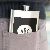 Wit en Zwart Cirkel Monogram Heupfles (Voorbeeld)