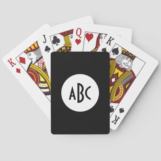 Wit en Zwart Cirkel Monogram Pokerkaarten (Achterkant)