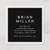 Wit en Zwart Corporate Modern Professional Vierkante Visitekaartje (Achterkant)