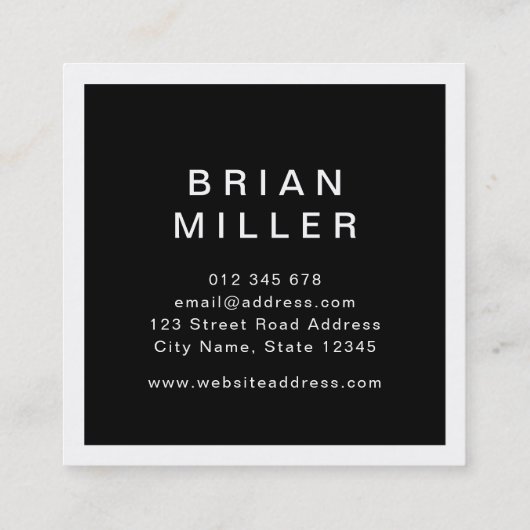Wit en Zwart Corporate Modern Professional Vierkante Visitekaartje (Achterkant)