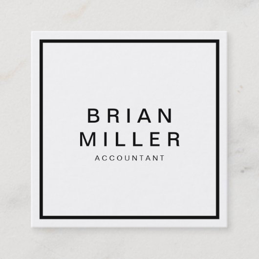 Wit en Zwart Corporate Modern Professional Vierkante Visitekaartje (Voorkant)