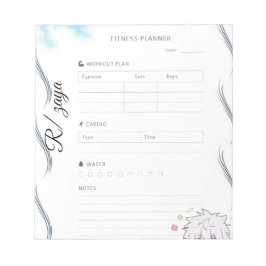 Wit en zwart cute Fitnessplanner Notitieblok