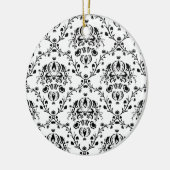 Wit en Zwart Damast Keramisch Ornament (Links)
