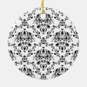 Wit en Zwart Damast Keramisch Ornament (Achterkant)