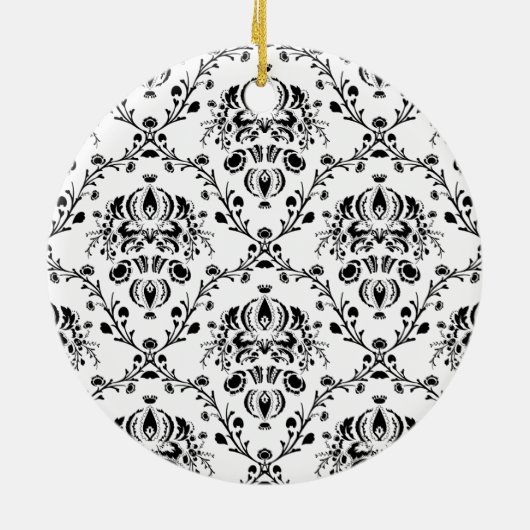 Wit en Zwart Damast Keramisch Ornament (Achterkant)