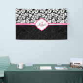 Wit en zwart Damast roze accenten Spandoek (Beurs)
