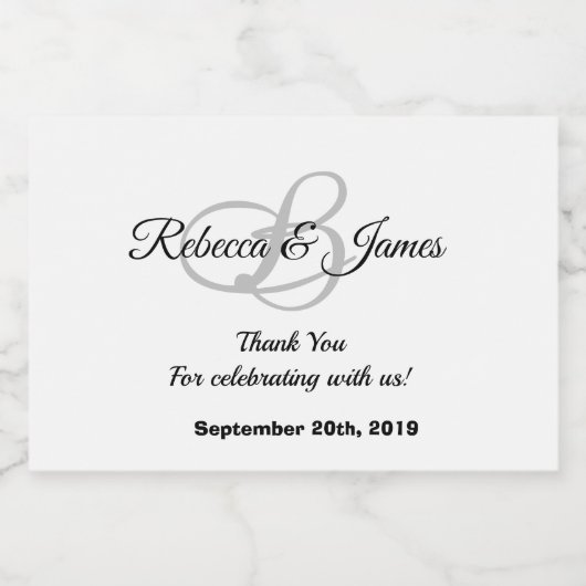 Wit en zwart dank u bruiloft likeurfles etiket (Enkel label)